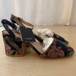 NWT ZARA FLORAL HEELED SANDAL